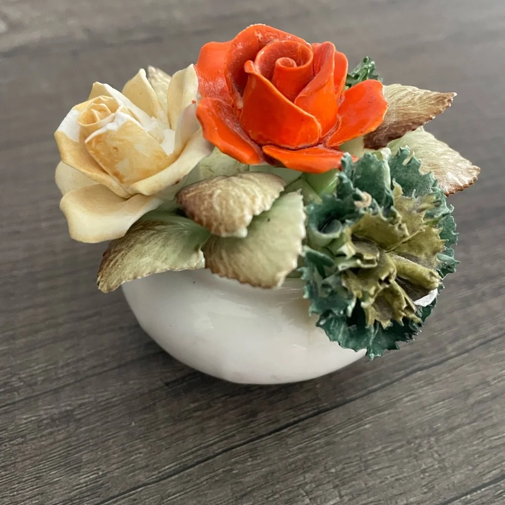 Vibrant Faux Floral Ceramic Accent